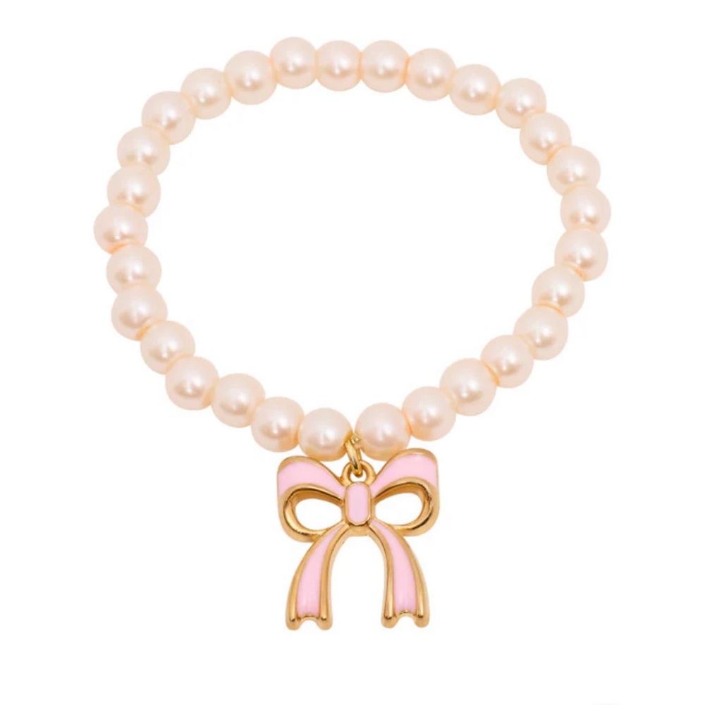 LoveshackFancy
She's Coquette Pink Bow Pearl Bracelet